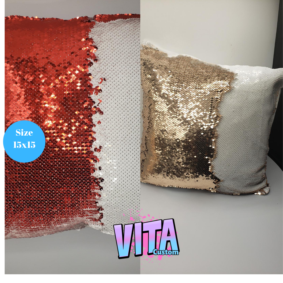 Sequin pillow cover case sublimation blanks - VitacustomShoppe