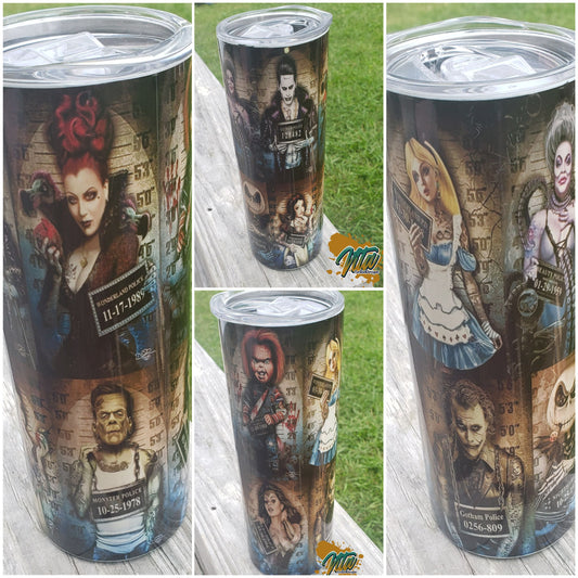 Horror Characters Mugshot Tumbler